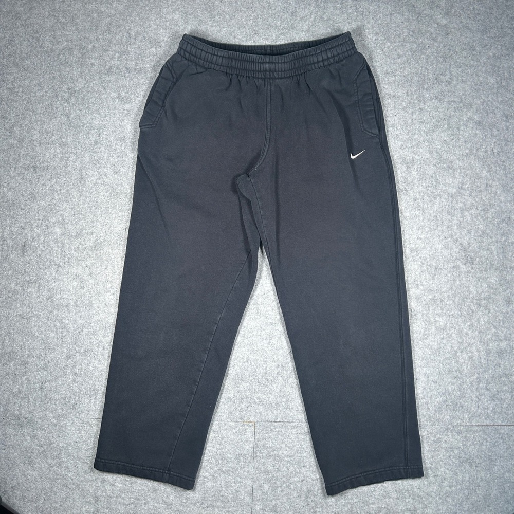 Nike Sweatpants Mens‎ Large Black Fleece Open Hem Athletic Gym Loungewear